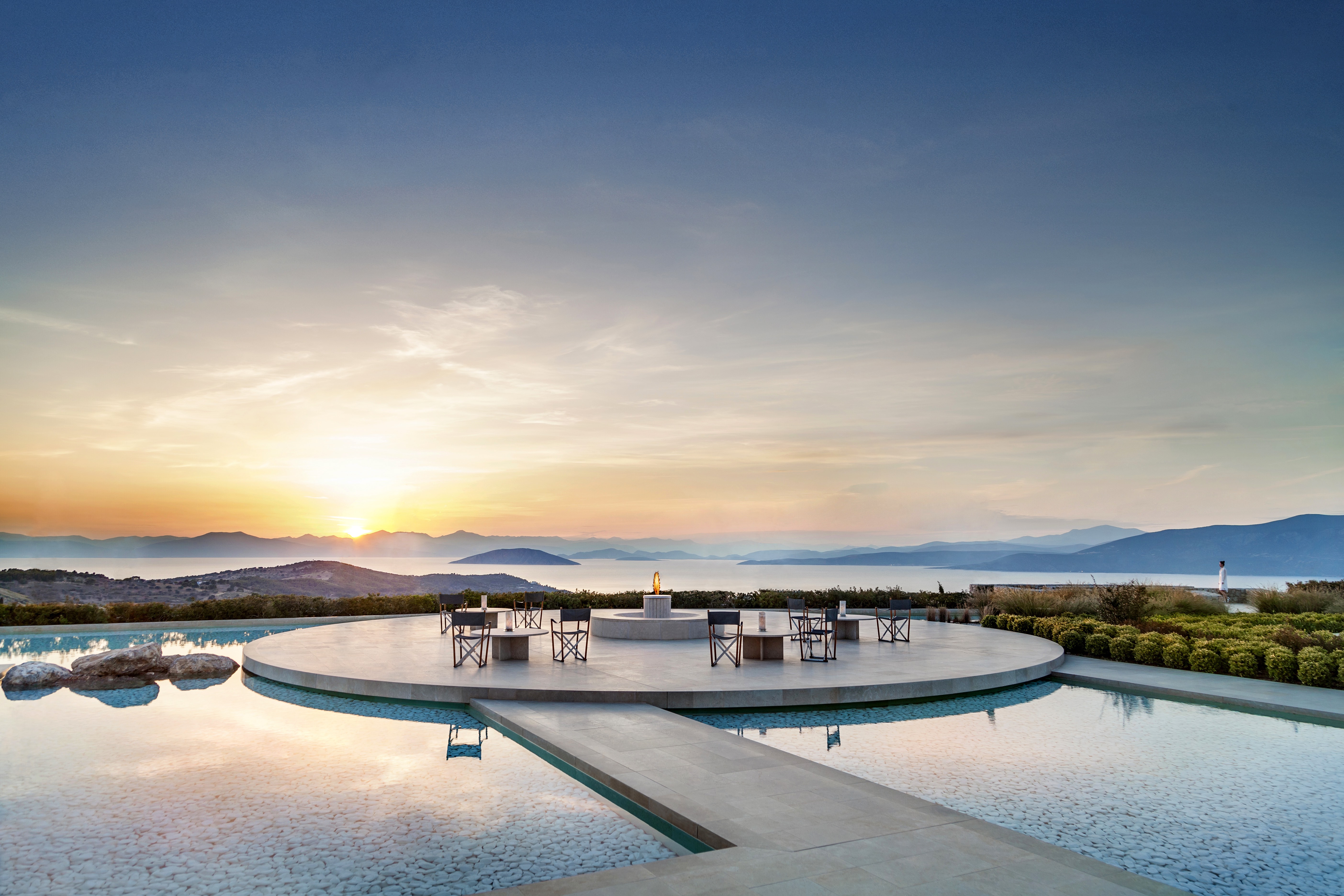 Elegant, Unspoilt, Timeless. Immerse yourself in a world of luxury private villa living within the AmanzoeVillas. On a hilltop above the Aegean, Amanzoe looks over the rugged Peloponnese coast and beyond to the Greek islands of Spetsesand Hydra. Villas are available from €3.2m.
