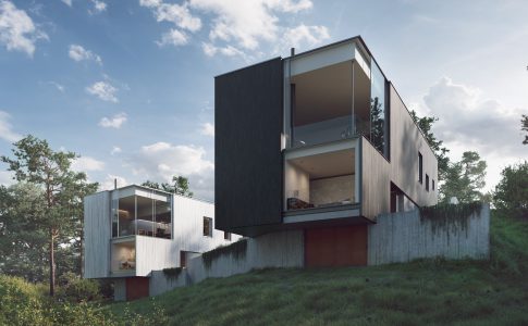 Pyrus 9 och 10 skapade av Ström Architects och Imola bostad. Ett nytt byggprojekt på Lidingö med moderna och exklusiva villor.