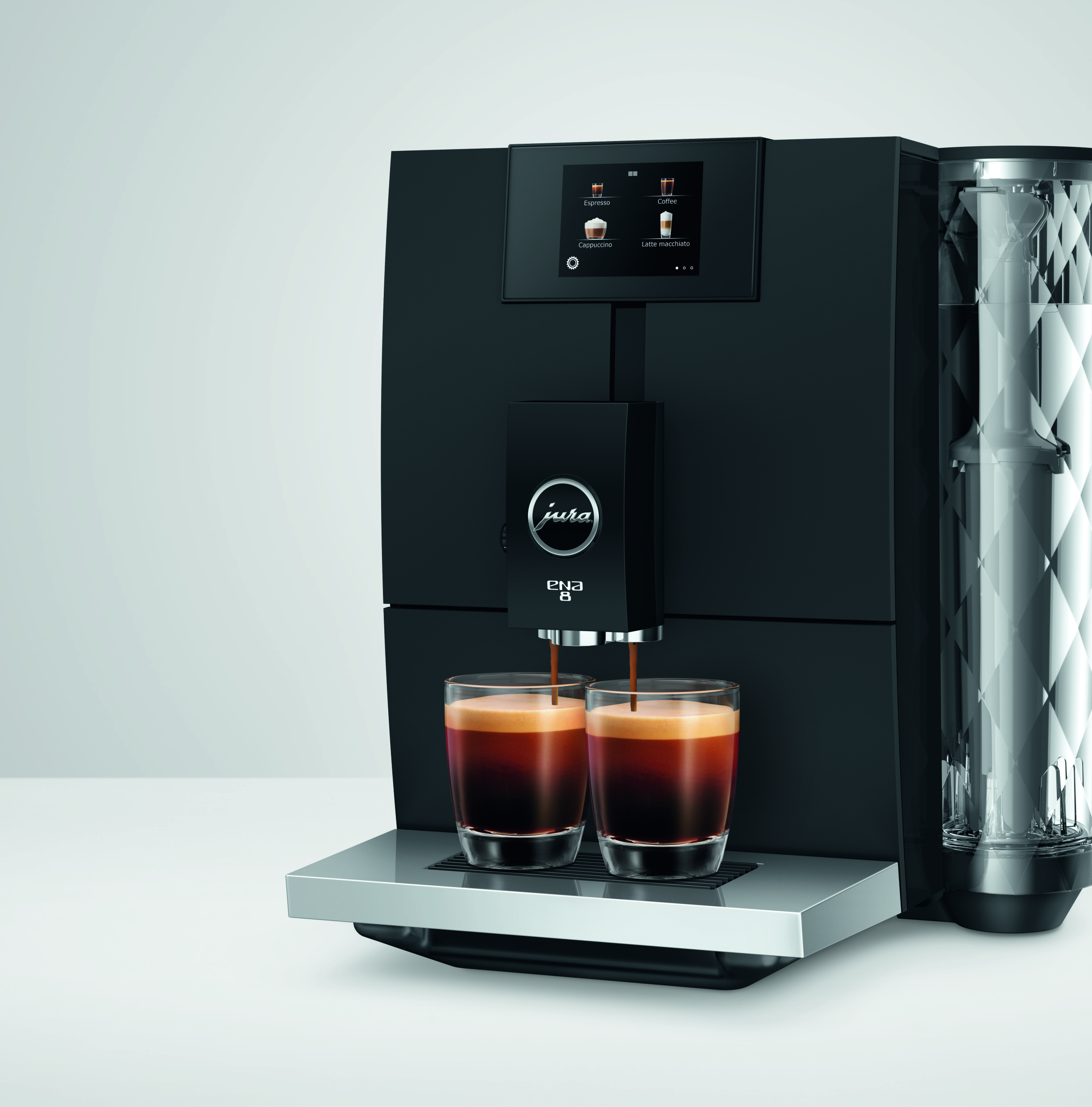 Jura gör exklusiva kaffemaskiner. Det här är en kompakt exklusiv kaffemaskin till bra pris.